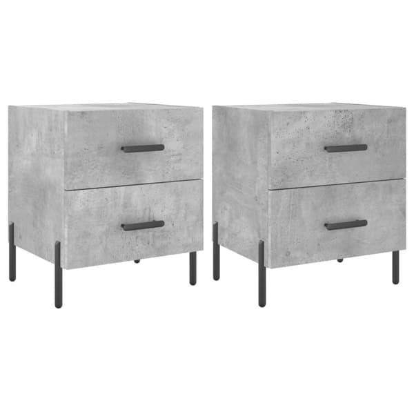 vidaXL Nattbord 2 stk betonggrå 40x35x47,5 cm konstruert tre