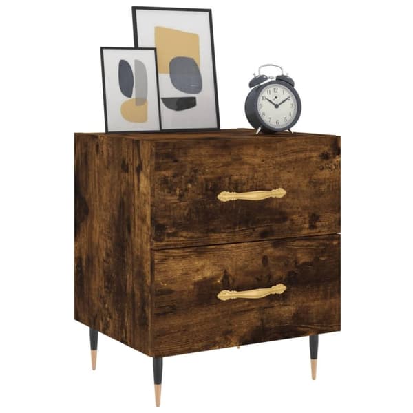 vidaXL Nattbord røkt eik 40x35x47,5 cm konstruert tre