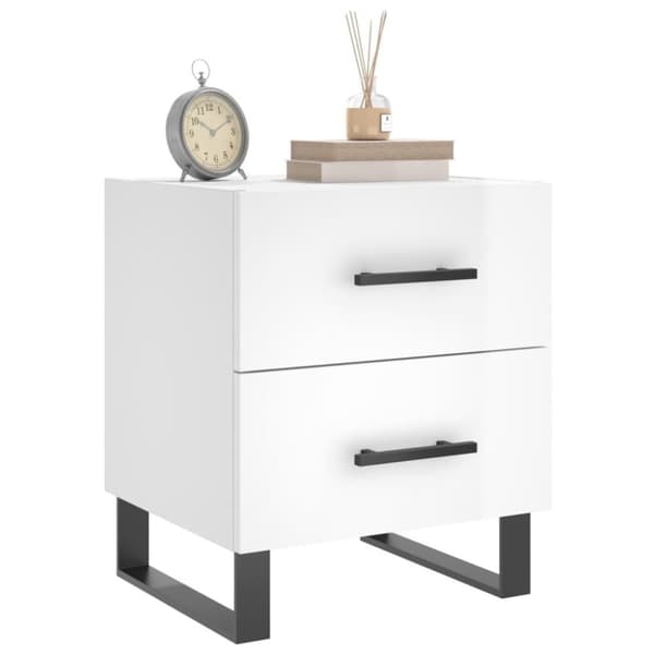 vidaXL Nattbord 2 stk høyglans hvit 40x35x47,5 cm konstruert tre