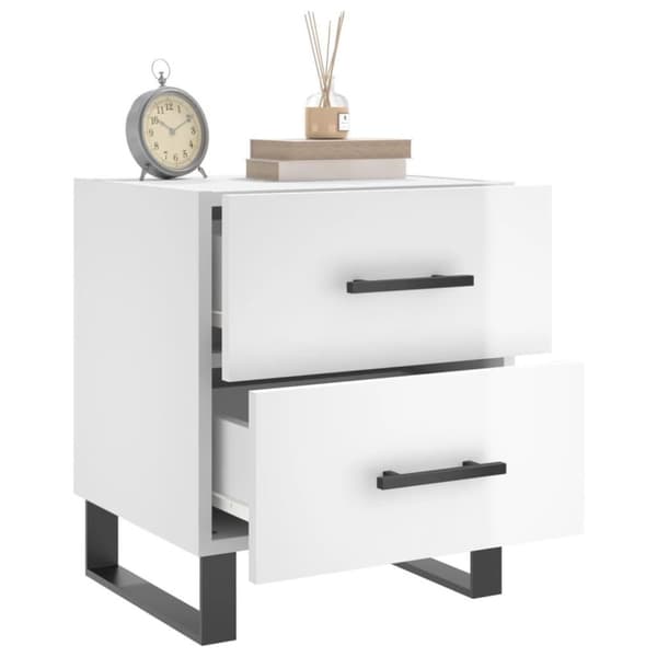 vidaXL sengeborde 2 stk. 40x35x47,5 cm konstrueret træ hvid højglans