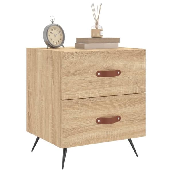 vidaXL sengeborde 2 stk. 40x35x47,5 cm konstrueret træ sonoma-eg