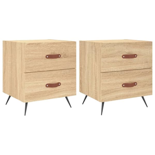 vidaXL sengeborde 2 stk. 40x35x47,5 cm konstrueret træ sonoma-eg