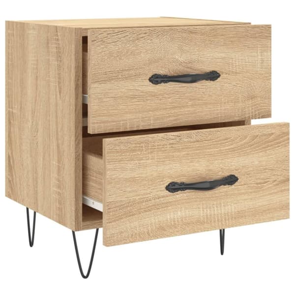 vidaXL sengeborde 2 stk. 40x35x47,5 cm konstrueret træ sonoma-eg