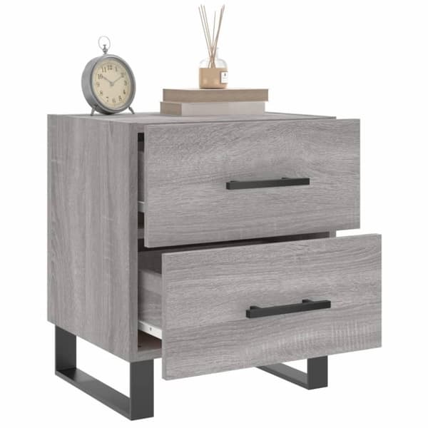 vidaXL sengeborde 2 stk. 40x35x47,5 cm konstrueret træ grå sonoma-eg