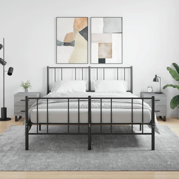 vidaXL sengeborde 2 stk. 40x35x47,5 cm konstrueret træ grå sonoma-eg