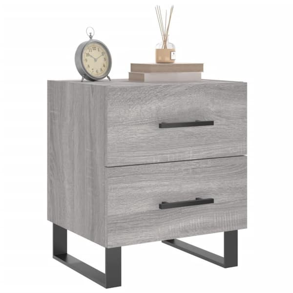 vidaXL sengeborde 2 stk. 40x35x47,5 cm konstrueret træ grå sonoma-eg