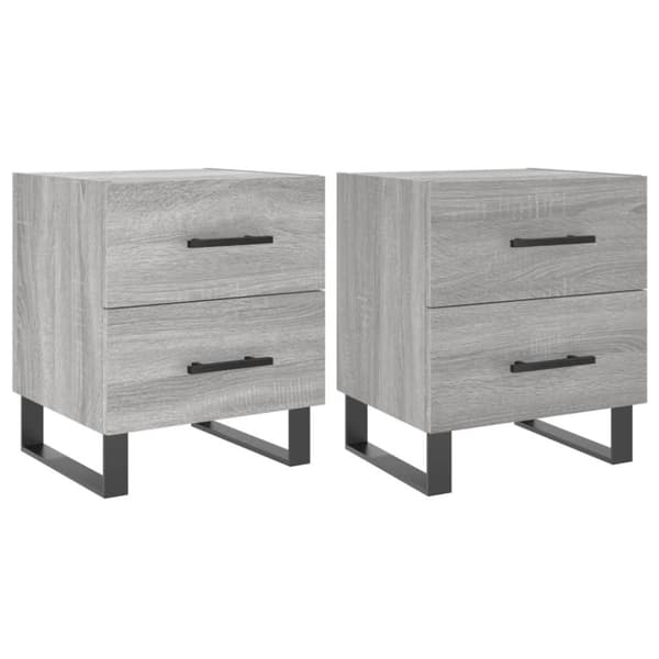 vidaXL sengeborde 2 stk. 40x35x47,5 cm konstrueret træ grå sonoma-eg