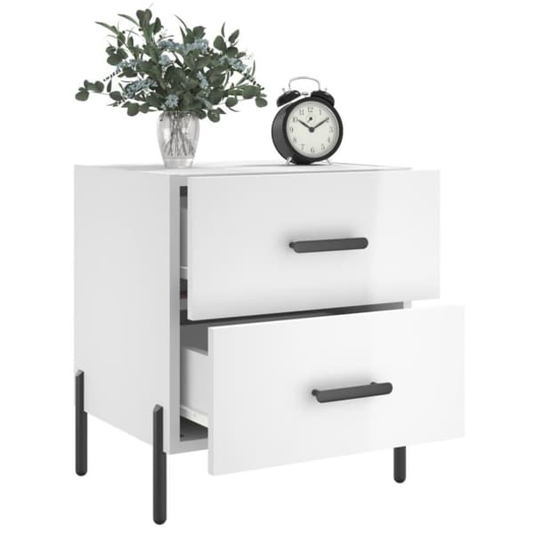 vidaXL Sängbord 2 st vit högglans 40x35x47,5 cm konstruerat trä