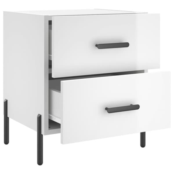 vidaXL Sängbord 2 st vit högglans 40x35x47,5 cm konstruerat trä