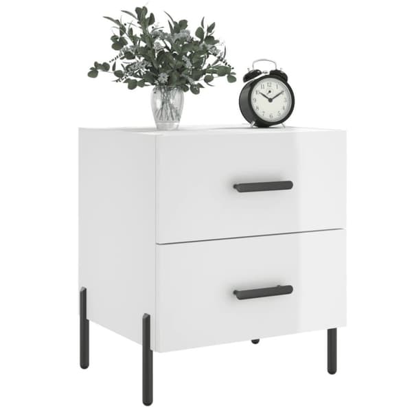 vidaXL Sängbord 2 st vit högglans 40x35x47,5 cm konstruerat trä