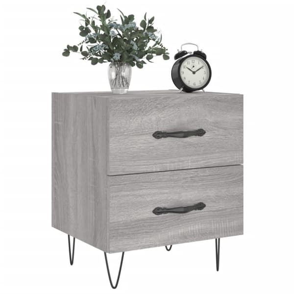 vidaXL sengeborde 2 stk. 40x35x47,5 cm konstrueret træ grå sonoma-eg