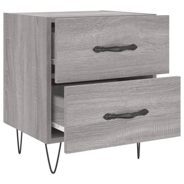 vidaXL sengeborde 2 stk. 40x35x47,5 cm konstrueret træ grå sonoma-eg