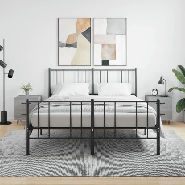 vidaXL sengeborde 2 stk. 40x35x47,5 cm konstrueret træ grå sonoma-eg