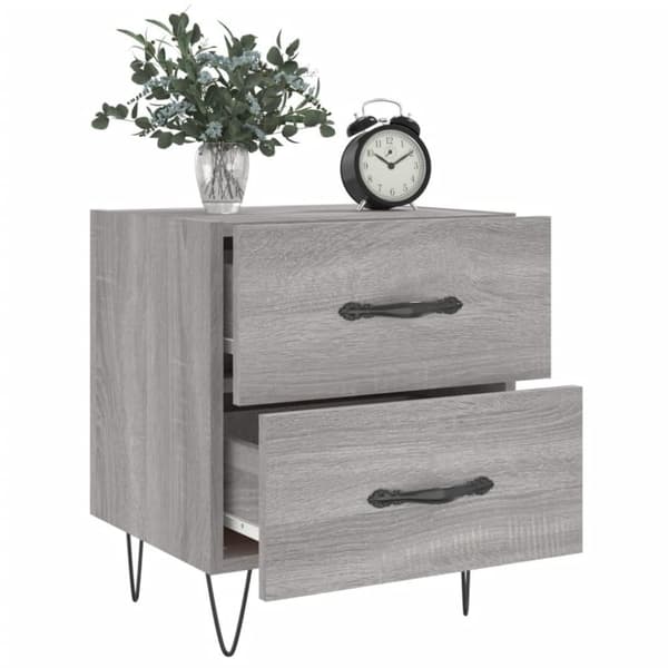 vidaXL sengeborde 2 stk. 40x35x47,5 cm konstrueret træ grå sonoma-eg
