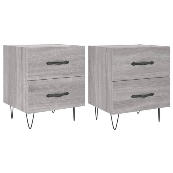 vidaXL sengeborde 2 stk. 40x35x47,5 cm konstrueret træ grå sonoma-eg