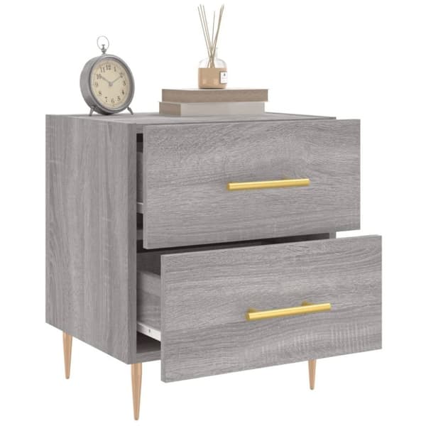 vidaXL sengeborde 2 stk. 40x35x47,5 cm konstrueret træ grå sonoma-eg