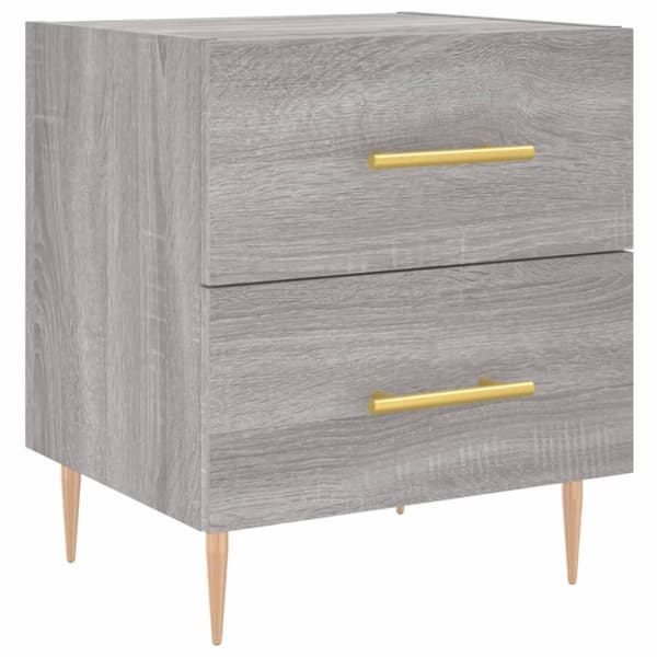 vidaXL sengeborde 2 stk. 40x35x47,5 cm konstrueret træ grå sonoma-eg