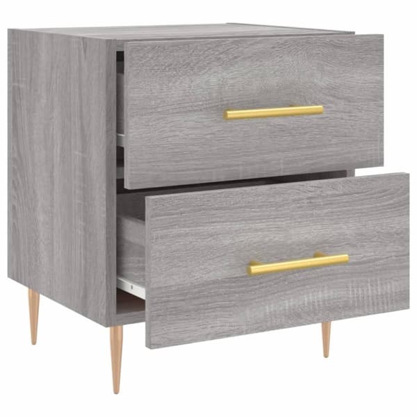 vidaXL sengeborde 2 stk. 40x35x47,5 cm konstrueret træ grå sonoma-eg