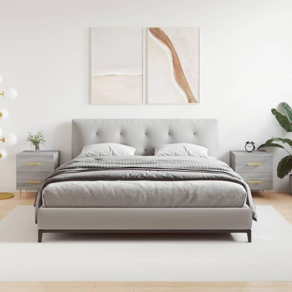 vidaXL sengeborde 2 stk. 40x35x47,5 cm konstrueret træ grå sonoma-eg