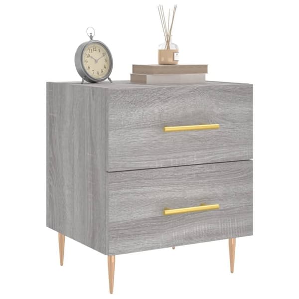 vidaXL sengeborde 2 stk. 40x35x47,5 cm konstrueret træ grå sonoma-eg
