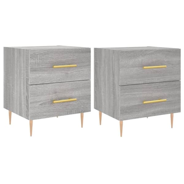 vidaXL sengeborde 2 stk. 40x35x47,5 cm konstrueret træ grå sonoma-eg