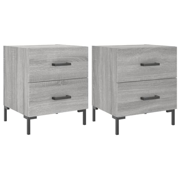 vidaXL sengeborde 2 stk. 40x35x47,5 cm konstrueret træ grå sonoma-eg