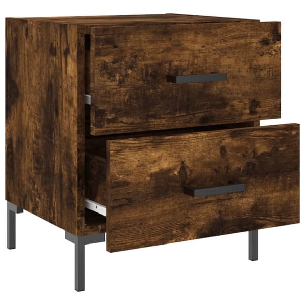 vidaXL sengebord 40x35x47,5 cm konstrueret træ røget egetræ