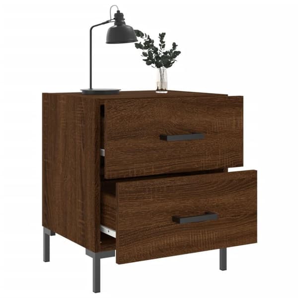 vidaXL sengeborde 2 stk. 40x35x47,5 cm konstrueret træ brunt egetræ