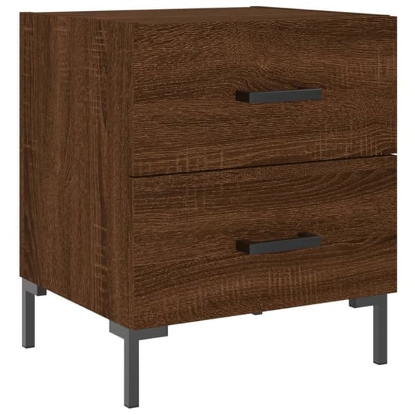 vidaXL sengeborde 2 stk. 40x35x47,5 cm konstrueret træ brunt egetræ