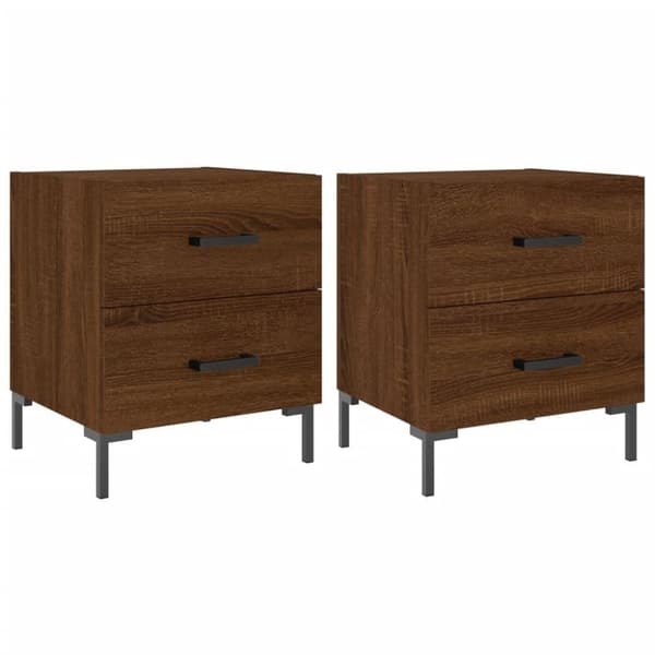 vidaXL sengeborde 2 stk. 40x35x47,5 cm konstrueret træ brunt egetræ