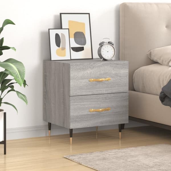 vidaXL sengebord 40x35x47,5 cm konstrueret træ grå sonoma-eg