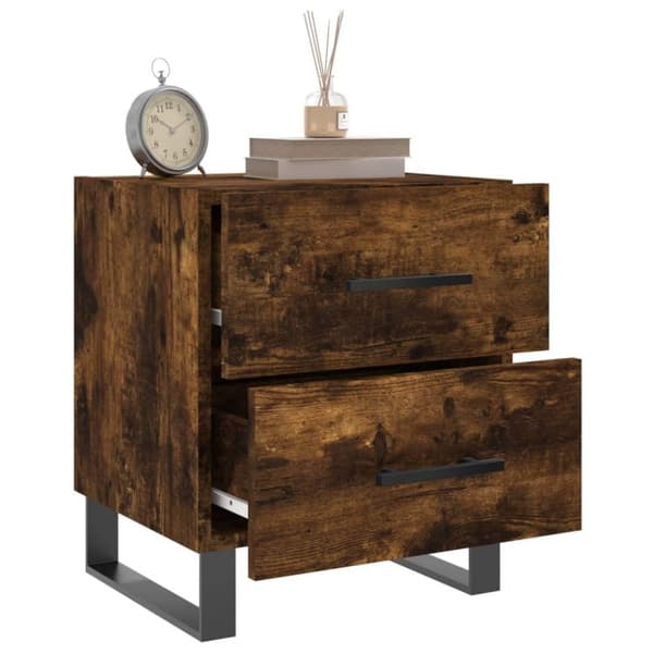 vidaXL Nattbord røkt eik 40x35x47,5 cm konstruert tre
