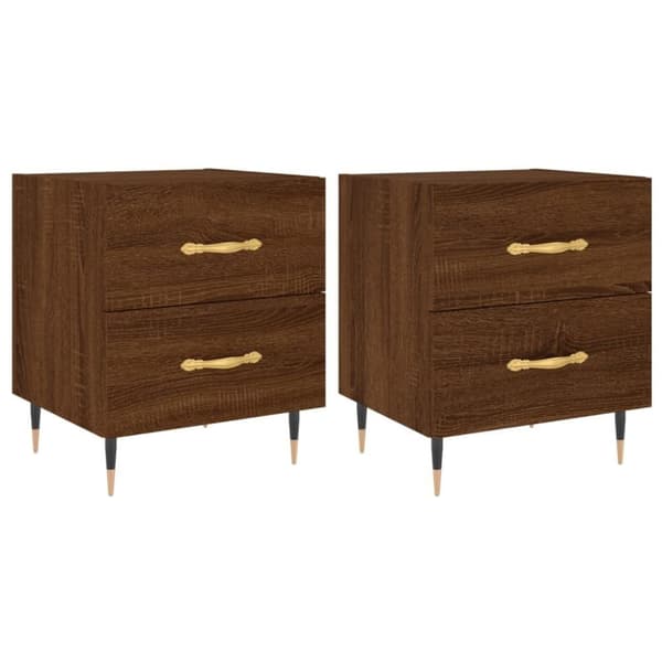 vidaXL Yöpöydät 2 kpl ruskea tammi 40x35x47,5 cm tekninen puu