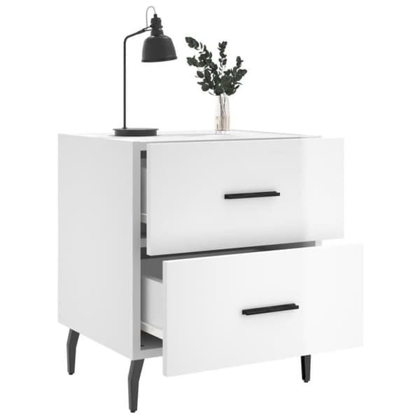vidaXL Nattbord 2 stk høyglans hvit 40x35x47,5 cm konstruert tre