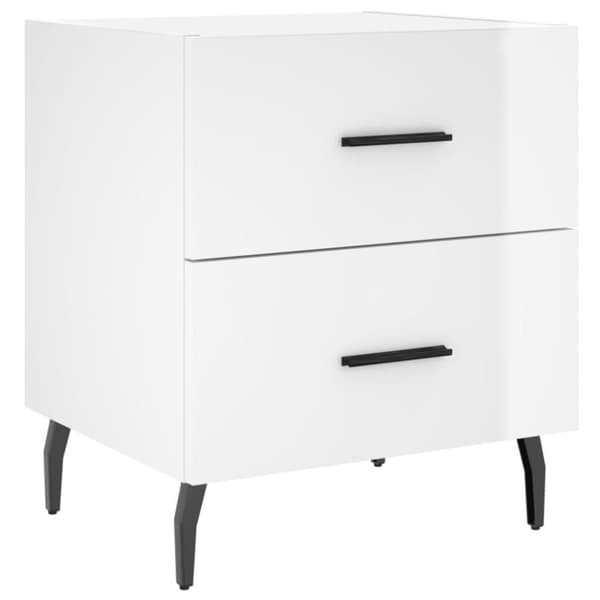 vidaXL Nattbord 2 stk høyglans hvit 40x35x47,5 cm konstruert tre