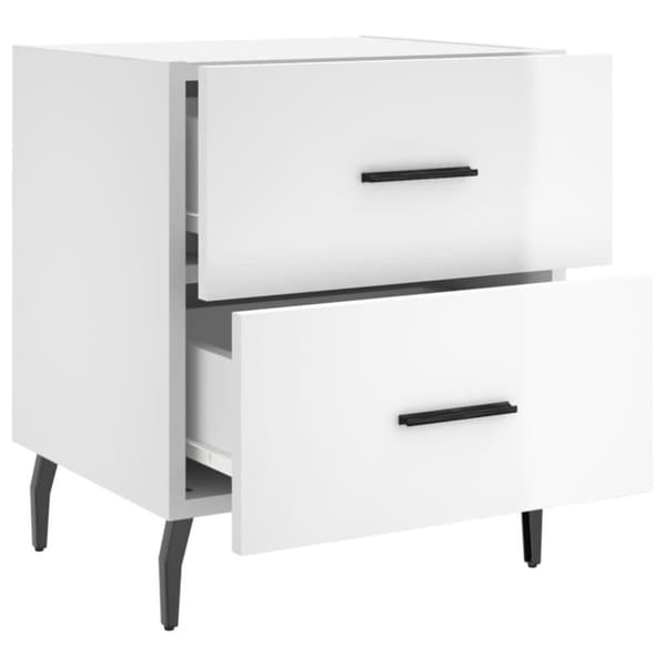 vidaXL Nattbord 2 stk høyglans hvit 40x35x47,5 cm konstruert tre