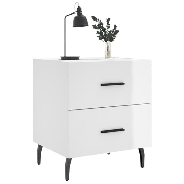 vidaXL Nattbord 2 stk høyglans hvit 40x35x47,5 cm konstruert tre
