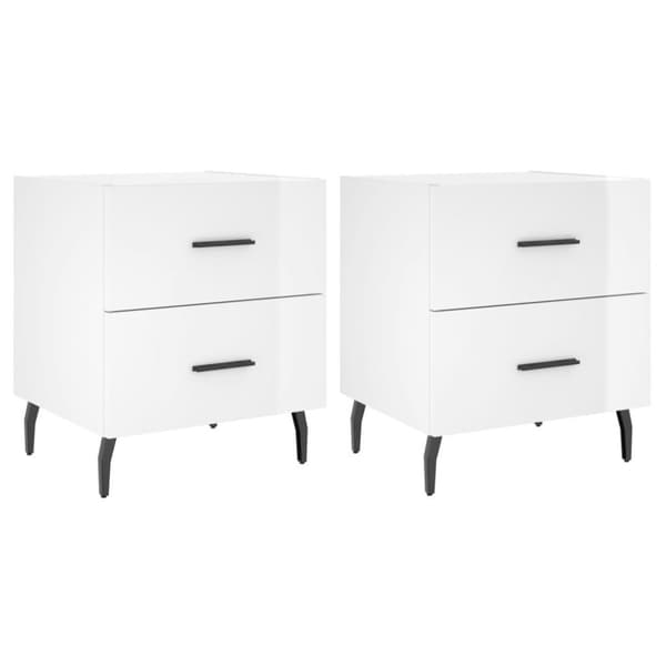 vidaXL sengeborde 2 stk. 40x35x47,5 cm konstrueret træ hvid højglans