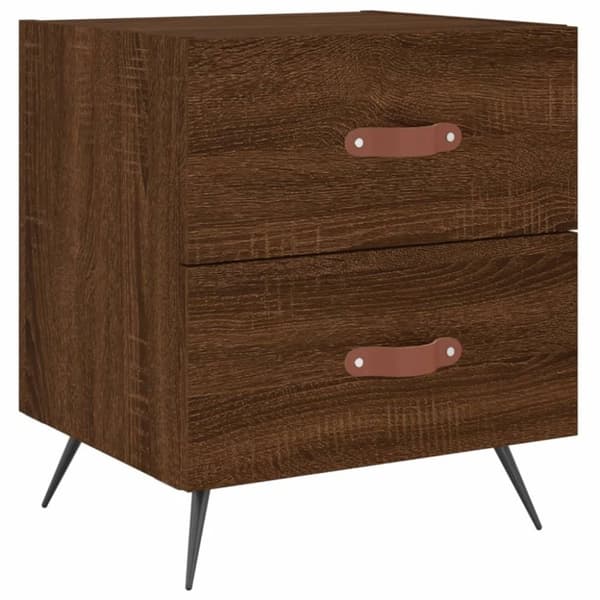 vidaXL Nattbord 2 stk brun eik 40x35x47,5 cm konstruert tre