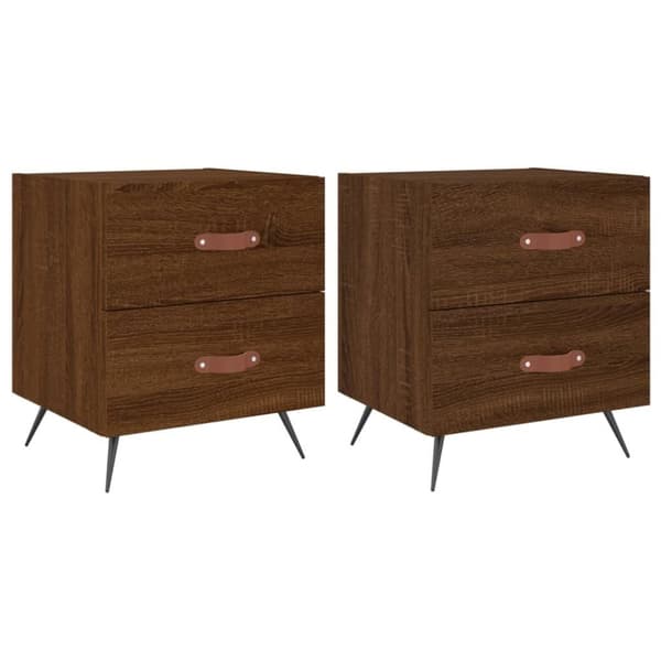 vidaXL Nattbord 2 stk brun eik 40x35x47,5 cm konstruert tre
