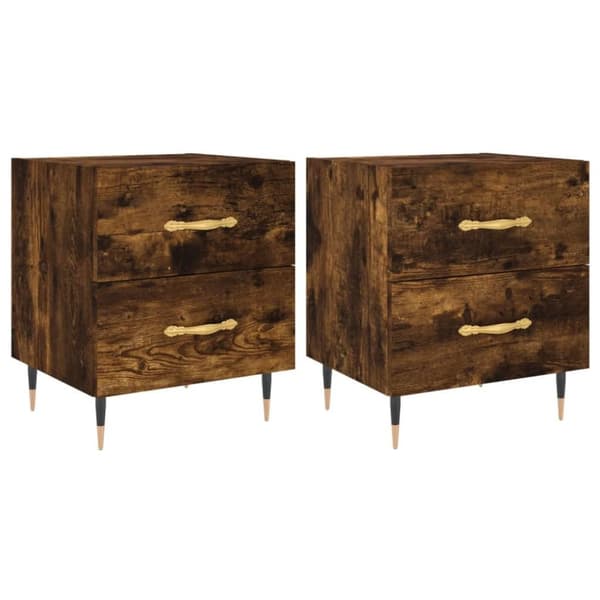 vidaXL Nattbord 2 stk røkt eik 40x35x47,5 cm konstruert tre