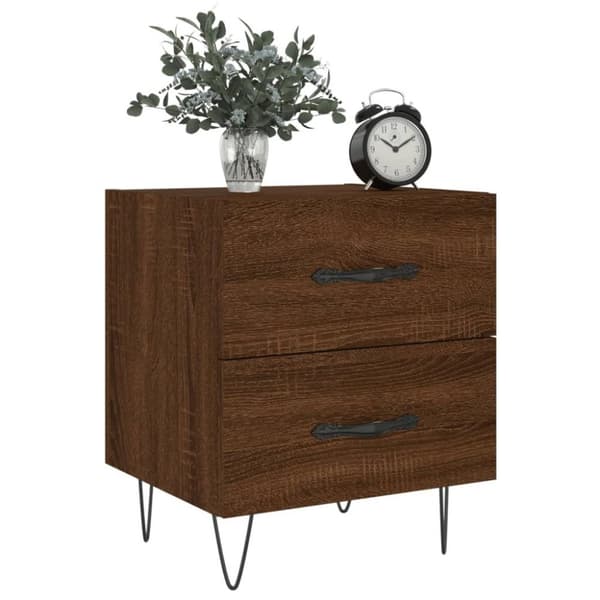 vidaXL Nattbord 2 stk brun eik 40x35x47,5 cm konstruert tre