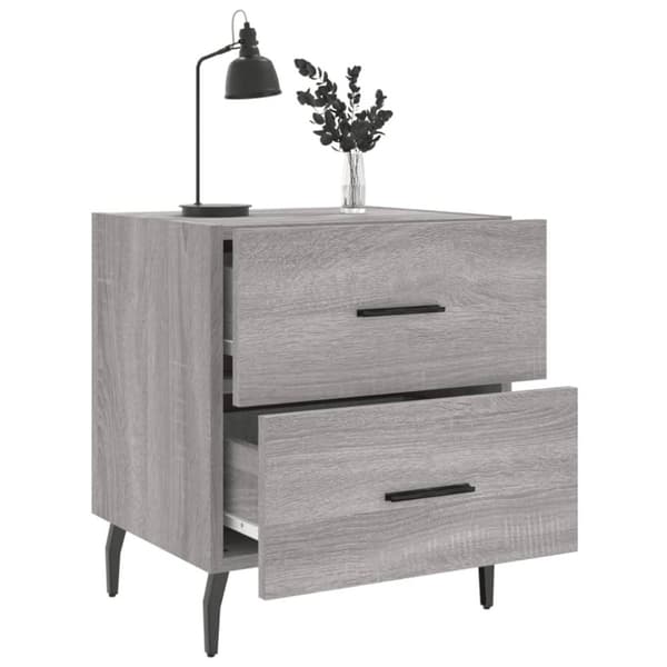 vidaXL sengeborde 2 stk. 40x35x47,5 cm konstrueret træ grå sonoma-eg