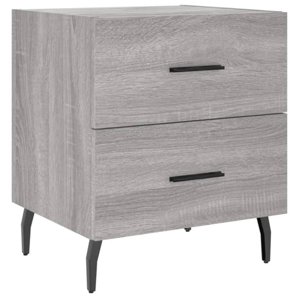 vidaXL sengeborde 2 stk. 40x35x47,5 cm konstrueret træ grå sonoma-eg