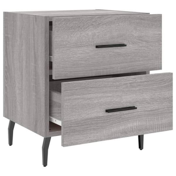 vidaXL sengeborde 2 stk. 40x35x47,5 cm konstrueret træ grå sonoma-eg
