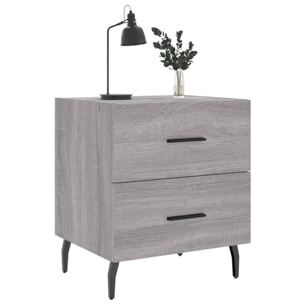 vidaXL sengeborde 2 stk. 40x35x47,5 cm konstrueret træ grå sonoma-eg