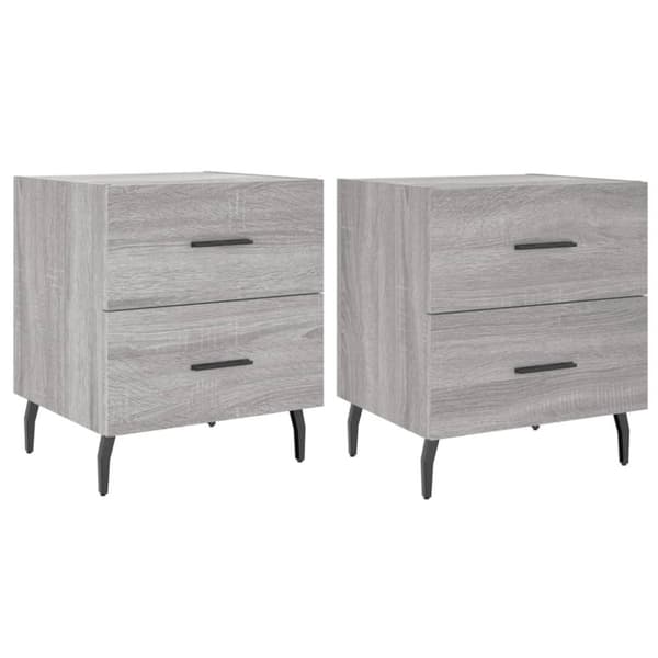 vidaXL sengeborde 2 stk. 40x35x47,5 cm konstrueret træ grå sonoma-eg