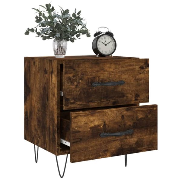 vidaXL Yöpöydät 2 kpl savutammi 40x35x47,5 cm tekninen puu