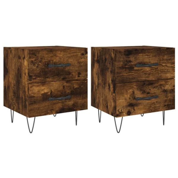 vidaXL Nattbord 2 stk røkt eik 40x35x47,5 cm konstruert tre