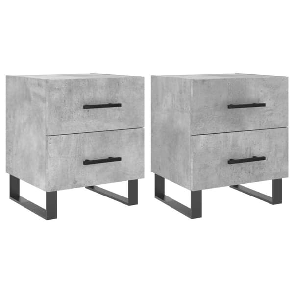 vidaXL sengeborde 2 stk. 40x35x47,5 cm konstrueret træ betongrå